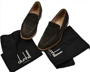 Dunhill Men's Suede Dark Brown Penny Loafers Shoes US 9.5  IT 42.5 - 8.5 UK MINT - Picture 1 of 11