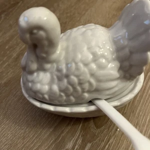 OMC Thanksgiving Turkey Jar with Lid and Spoon 3.5"H x 3.5"L - Picture 1 of 9