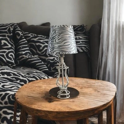 Safari Vibes with Zebra & silver lamp 23 1/2 Tall Shade 26” Diam - Image 1 of 4