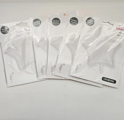 5- Globos de Lámina Estrella Blanca Mylar Fiesta-Cumpleaños-Globos de Graduación NUEVO Sellado Foto 1 de 3