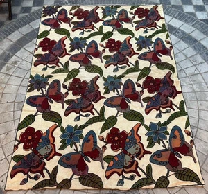 4x6 ft Vintage French Aubusson Needlepoint Silk Kilim Faded Crewel Beautiful Ru - Picture 1 of 13
