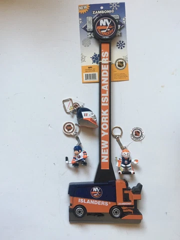 New York Islanders Zamboni Ice Scraper, Goalie Helmet Key Chain, Player Key Chai Cover