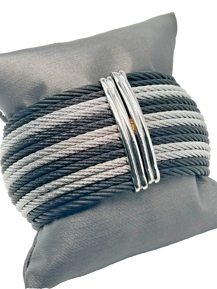ALOR Oversized Steel & 18k White Gold Bracelet - Image 1 of 4