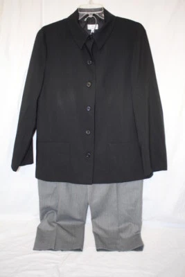 Terno calça ZANELLA para Neiman Marcus mistura de lã cinza e preto feminino 10 Itália-B126 - Imagem 1 de 4