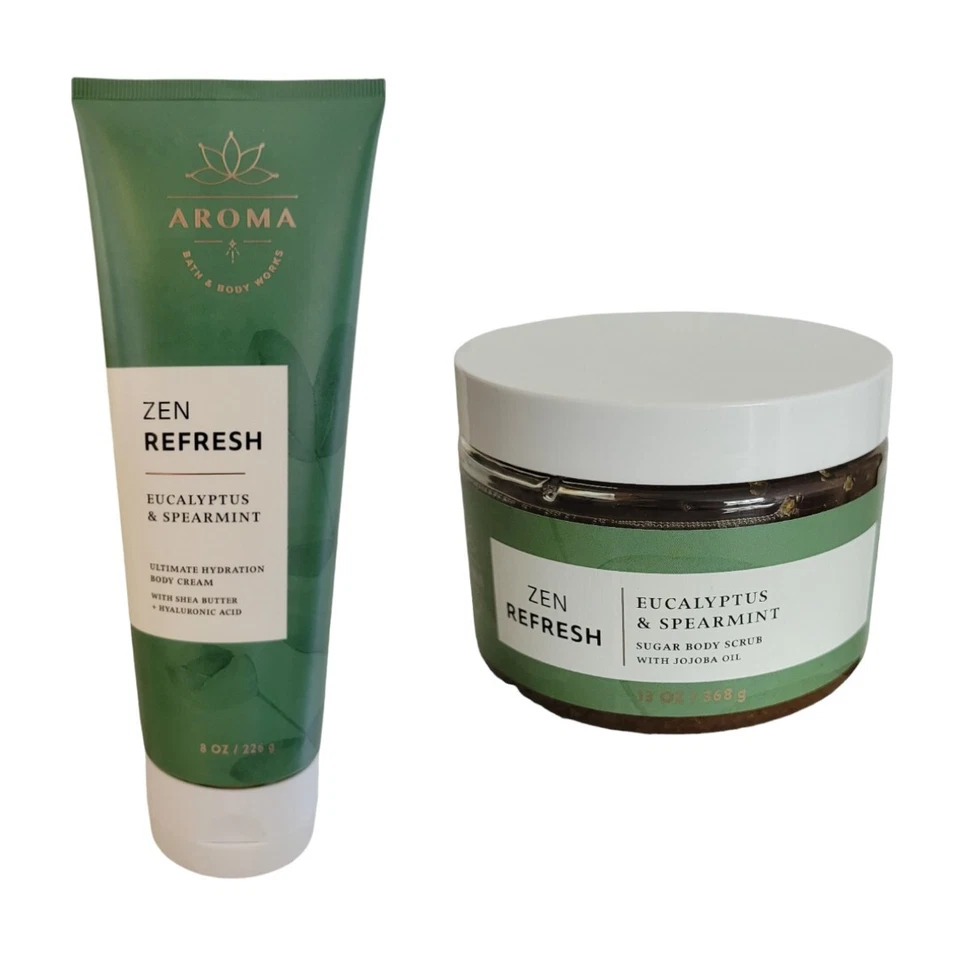 Bath and Body Works Aromatherapy EUCALYPTUS SPEARMINT Sugar Scrub + Body Cream - Image 1 of 1