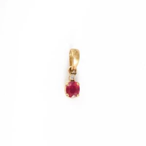 Natural Ruby and Diamonds Solid 10K Gold Pendant Charm Pendant Christmas Gift - Picture 1 of 4