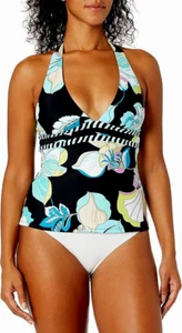Camiseta Tankini TRINA TURK Mujer Talla Grande 16W Halter Cuello en V Control Abdomen Floral Nueva con Etiquetas - Imagen 1 de 2