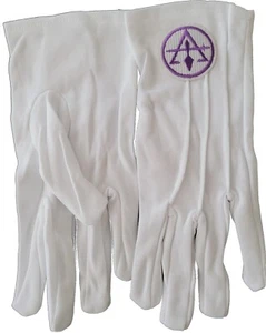 Guantes Masónicos Blancos PÚRPURA Bordados RSM ROYAL & SELECT - Imagen 1 de 4