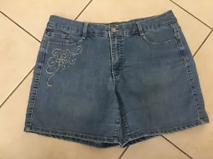 Gloria Vanderbilt - Denim Short Womens Size 12 Blue High Rise Bermuda - Picture 1 of 7
