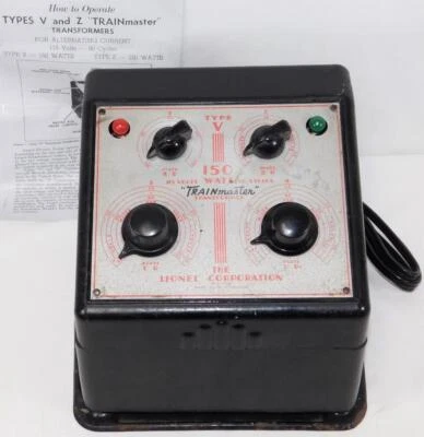 Transformador Lionel Tipo V 150 vatios FUNCIONA 4 TRENES 1939-47 ROJO impresión O/ESTÁNDAR Foto 1 de 4