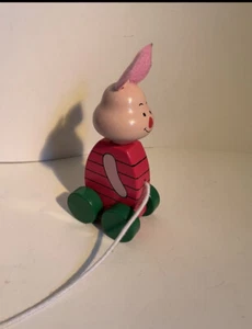 Wooden Winnie The Pooh Piglet - Disney Pull Along Piglet - Toddler/ Nursery Toy - Picture 1 of 4