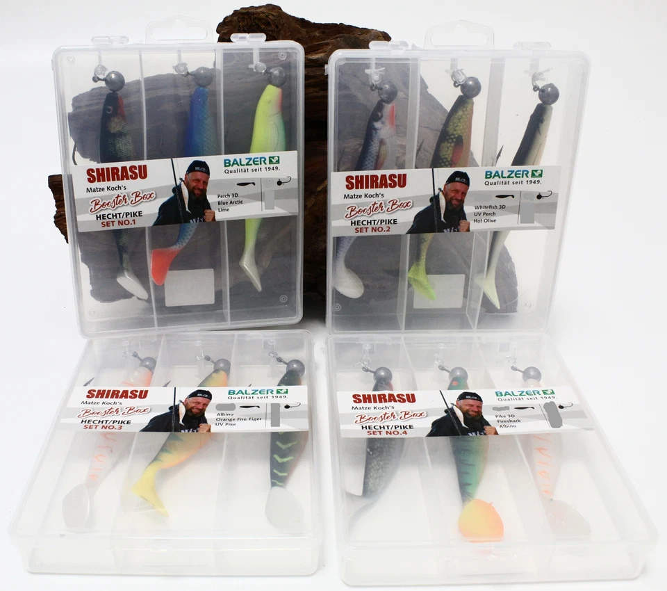 Balzer Shirasu Matze Koch Booster Box Barsch Zander 10cm 4 Sets Albino Pike Shad - Bild 1 von 1