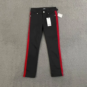 Hudson Pants Girls Size 10 Black Red Velvet Ankle Skinny Stretch Casual - Picture 1 of 10