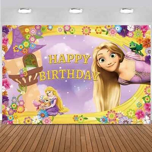 Girl Birthday Party Photo Background Cartoon Princess Photography Backdrop Decor - Picture 1 of 6