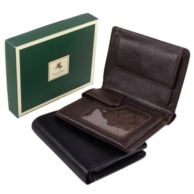 Mens Boxed Quality Leather Wallet by Visconti in Black Or Choc Brown - Image 1 of 4