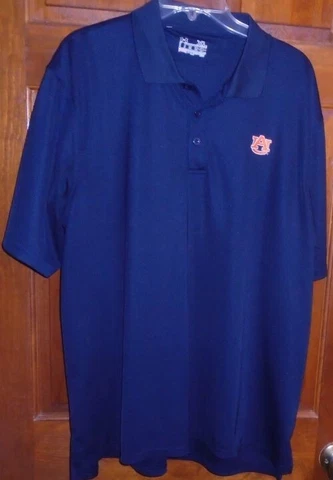 UNDER ARMOUR Heat Gear Men's NAVY Blue AUBURN TIGERS SS Polo Shirt, Size XL Cover