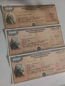 Lot of 3 UNITED STATES NICE VIGNETTE OF JAMES MADISON SAVINGS BONDS - Picture 1 of 6