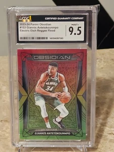 2023-24 Obsidian Giannis Antetokounmpo /75 Electric Etch Reggae Flood CGC 9.5 - Picture 1 of 2