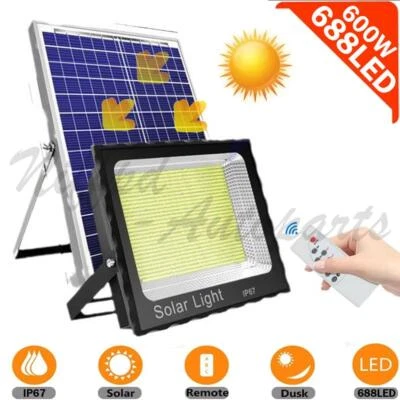 NIFFPD-AUTOPARTS 600W Outdoor LED Solar Flood Light Street Flood Light Dusk-to-Dawn Wall Lamp