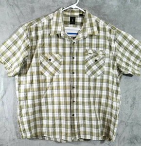 Camisa Kani Dorada con Botones para Hombre 3XL Gris Amarillo Oliva Verde a Cuadros Lino Algodón - Imagen 1 de 11