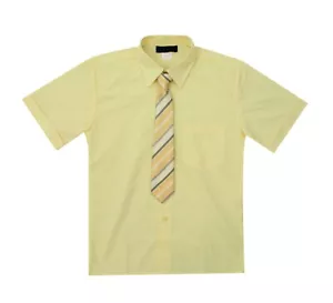 Boy's Short Sleeve Dress Shirt with Tie Set Sizes 2T to 14 - Picture 1 of 31
