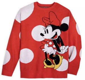 Disney Minnie Mouse Pullover rot weiß gepunktet Erwachsene Gr. M Pulli Strick Neu mit Etikett - Bild 1 von 4