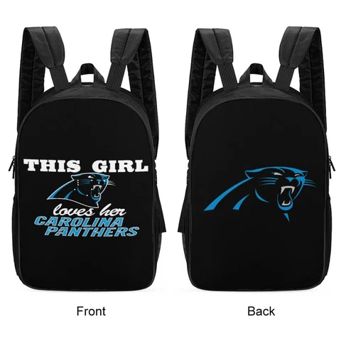 Carolina Panthers 2-sided Print Bag Travel Backpack Schoolbag Hiking Bag 17 " Cover