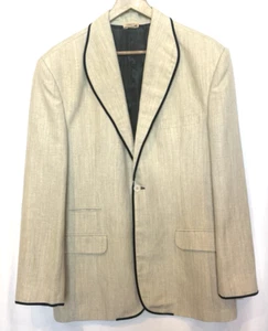 JJ Valaya Mens Linen Wool Blazer Size 44 Velvet Trim Will Signature Sport Coat - Picture 1 of 14