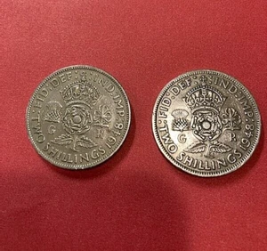 TWO (2) 1948 UK 2 Shillings Coin XF Better Circulated and bonus coins added - Picture 1 of 2