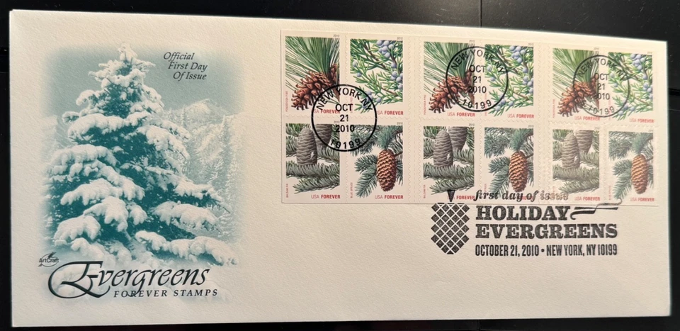 4478-4481 ArtCraft  from BOOKLET PANE/20 - HOLIDAY EVERGREENS on single FDC - Image 1 of 1