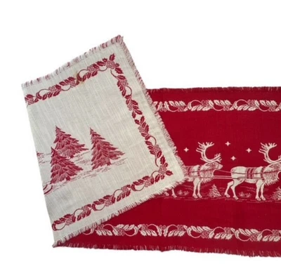 Corredor de Mesa Trineo Navidad SANTA 16x52 Bordes Flecos REVERSIBLES Foto 1 de 4
