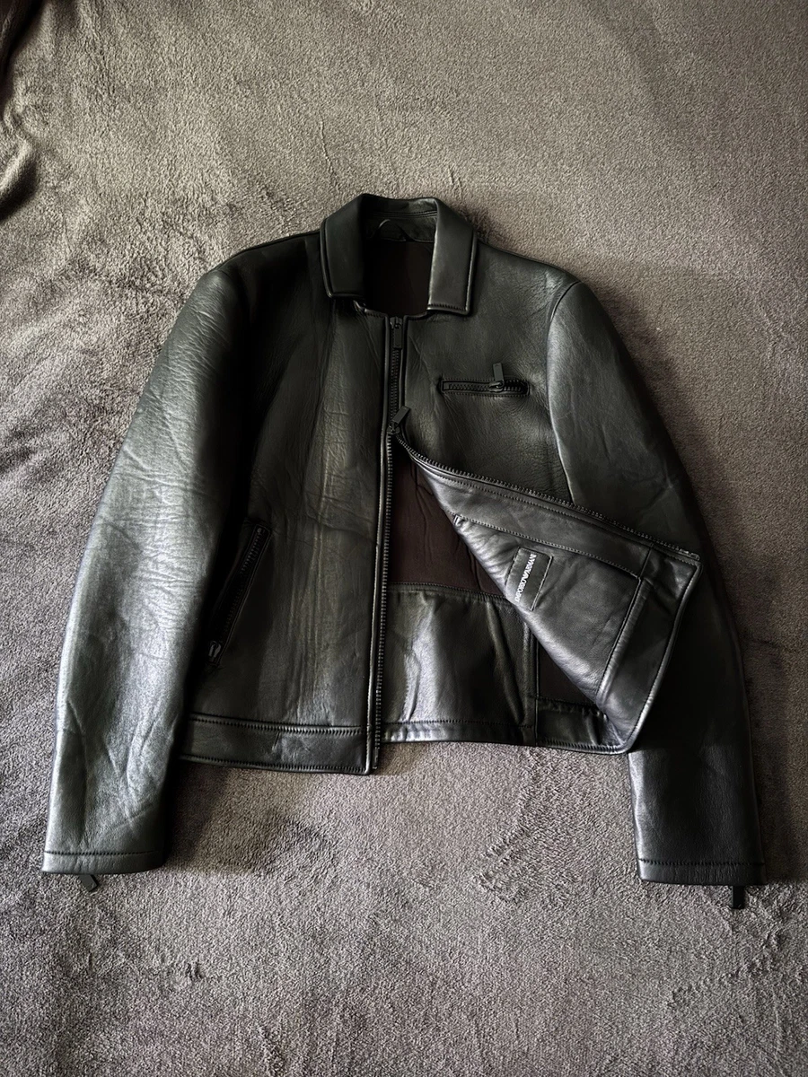 Emporio Armani Leather Outer Shell Coats, Jackets & Vests for Men