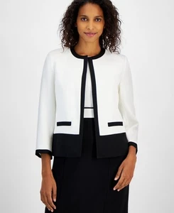 NEU KASPER WEISS SCHWARZ KARRIERE OFFENE VORDERSEITE JACKE BLAZER GRÖSSE 18 119 $ - Bild 1 von 4