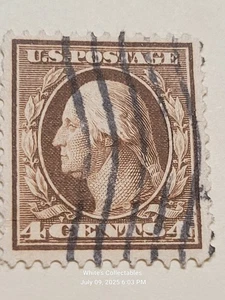 Scott # 334 4c Washington 1908 gebraucht - Bild 1 von 2