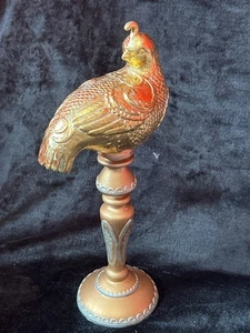 Estatuilla vintage de pájaro codorniz en pedestal aspecto bronce y dorado 10" de alto decoración del hogar - Imagen 1 de 3