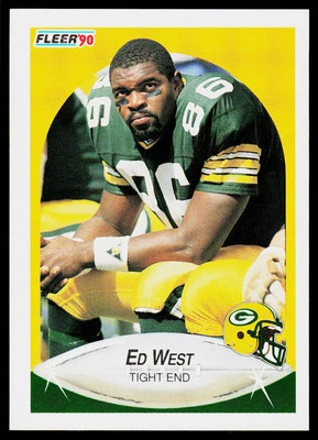 Ed West, 1990 Fleer Football Card, #181, Green Bay Packers, RC - Image 1 of 2