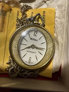 Stunning 60’s Gold Tone Pendant Watch NOS Rare ! 34mm Mechanical Swiss - Picture 1 of 5