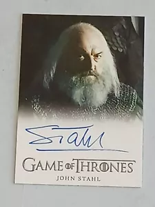 Carta autografa JOHN STAHL Rickard Karstark Game of Thrones (Rittenhouse, 2013) - Foto 1 di 2