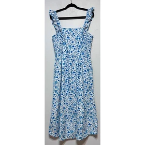 Draper James Blue Floral Midi Sundress Size XL Delft Porcelain Prairie Cottage - Picture 1 of 7