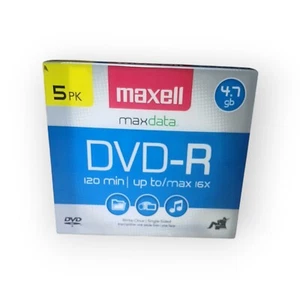 Maxell DVD-R 4.7gb discs in Jewel Cases. Factory Sealed 5 Pack - Picture 1 of 3