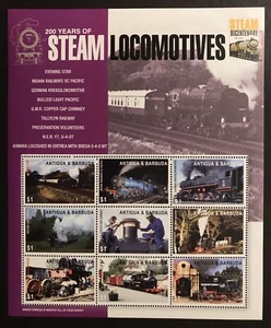 ANTIGUA & BARBUDA TRAINS STAMPS SHEET 2004 MNH 200 YEARS OF STEAM LOCOMOTIVES 1 - Picture 1 of 1
