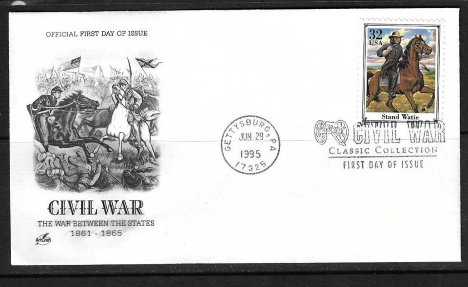 US SC # 2975l Civil War FDC / Stand Watie . Artcraft Cachet... - Image 1 of 1