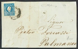 Italy 1858 Lombardy Venetia 15s Blue VENEZIA CDS on Front Expertised Fine Used - Picture 1 of 1