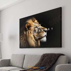 Lion Wall Art Stay Hungry Motivational Quotes Inspirational Canvas Decor -PA53 - Picture 1 of 16