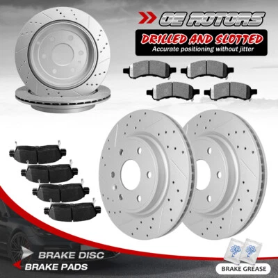 para Chevy Traverse GMC Acadia Buick Enclave rotores dianteiros e traseiros + pastilhas de freio - Imagem 1 de 4