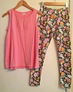 NWT ZARA Girls 2Pc Lot Pink Tank & Floral Legging Pant Set Size 13-14 - Picture 1 of 6