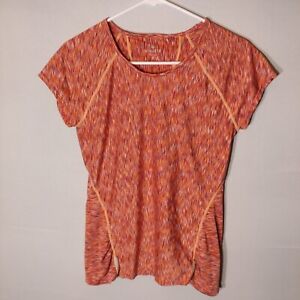 Athleta Womans Small Orange Active Stretch Compression Short Sleeve Shirt Top