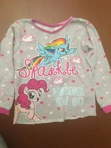 My Little Pony The Movie Pajama Top Size 6 Gray Rainbow Dash Pinkie Pie Stars - Picture 1 of 6