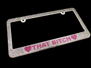 Bling Custom License Frame AUSTRIAN CRYSTALS Bedazzled Plate Car Name Phrase - Picture 1 of 11