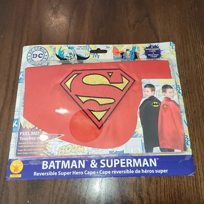 DC Comics Batman & Superman Kids Reversible Super Hero Cape 2 in 1 One Size - Image 1 of 4